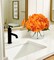 Orange Silk Hydrangea Artificial Flowers in Glass Vase – Faux Floral Arrangement with Faux Water, Bulk Bouquet for Home, Office, Table Centerpiece, or Shelf Decoration